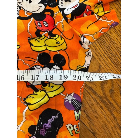 Disney Mickey Minnie Mouse Halloween Scrub Top S Cotton Orange V-Neck - Picture 10 of 11